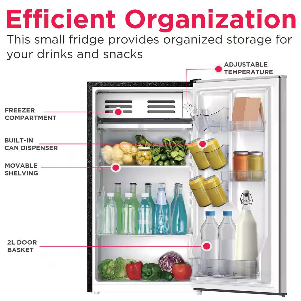 3.2 Cu. Ft. Retro Vintage Compact Mini Refrigerator with Freezer with Platinum Door Design