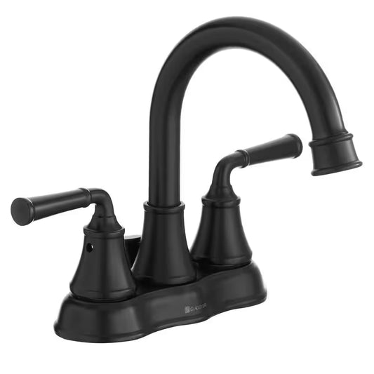 Dunston 4 In. Centerset Double Handle High-Arc Bathroom Faucet in Matte Black