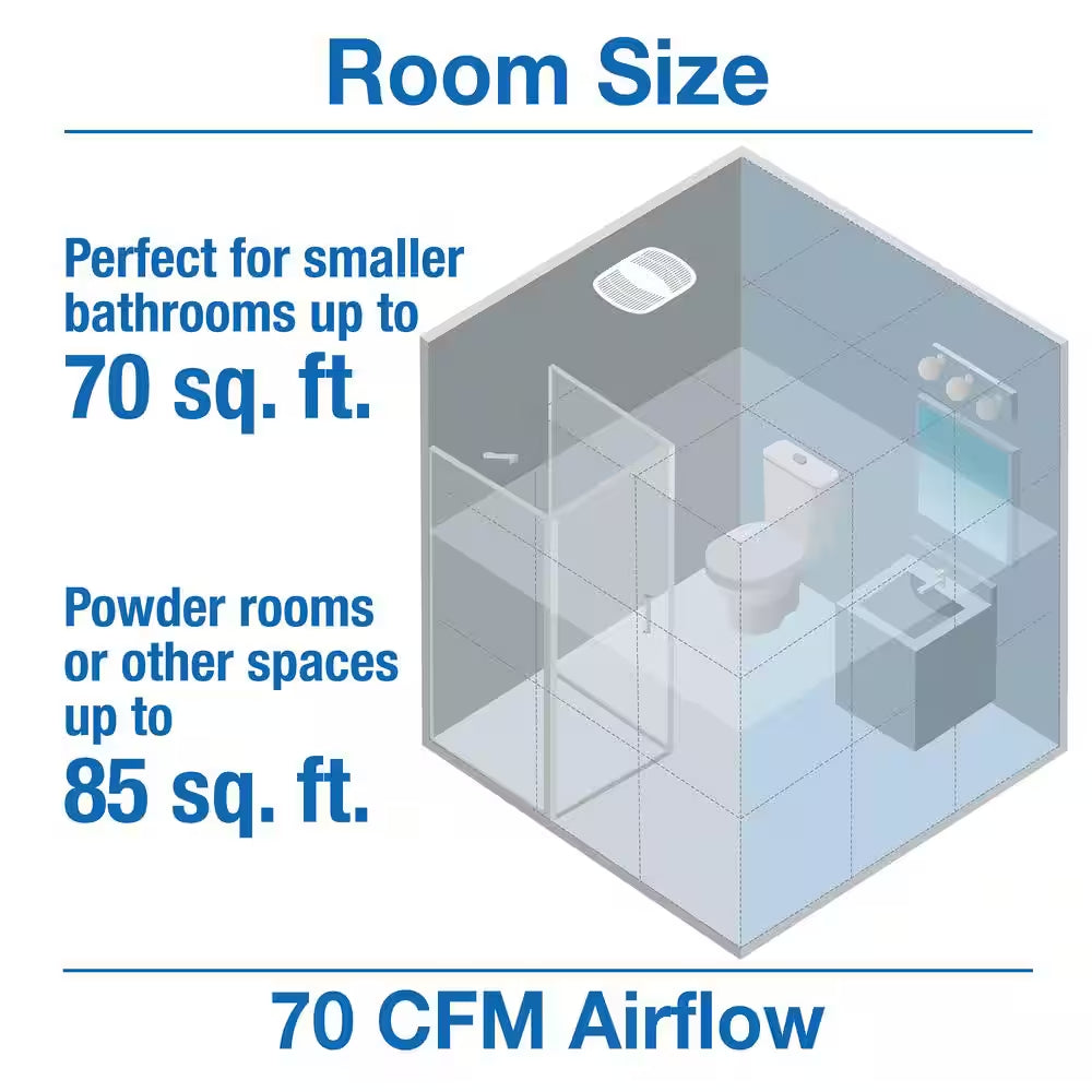 ENERGY STAR Certified Quiet Certified Snap-In Installation 70 CFM Bathroom Exhaust Fan