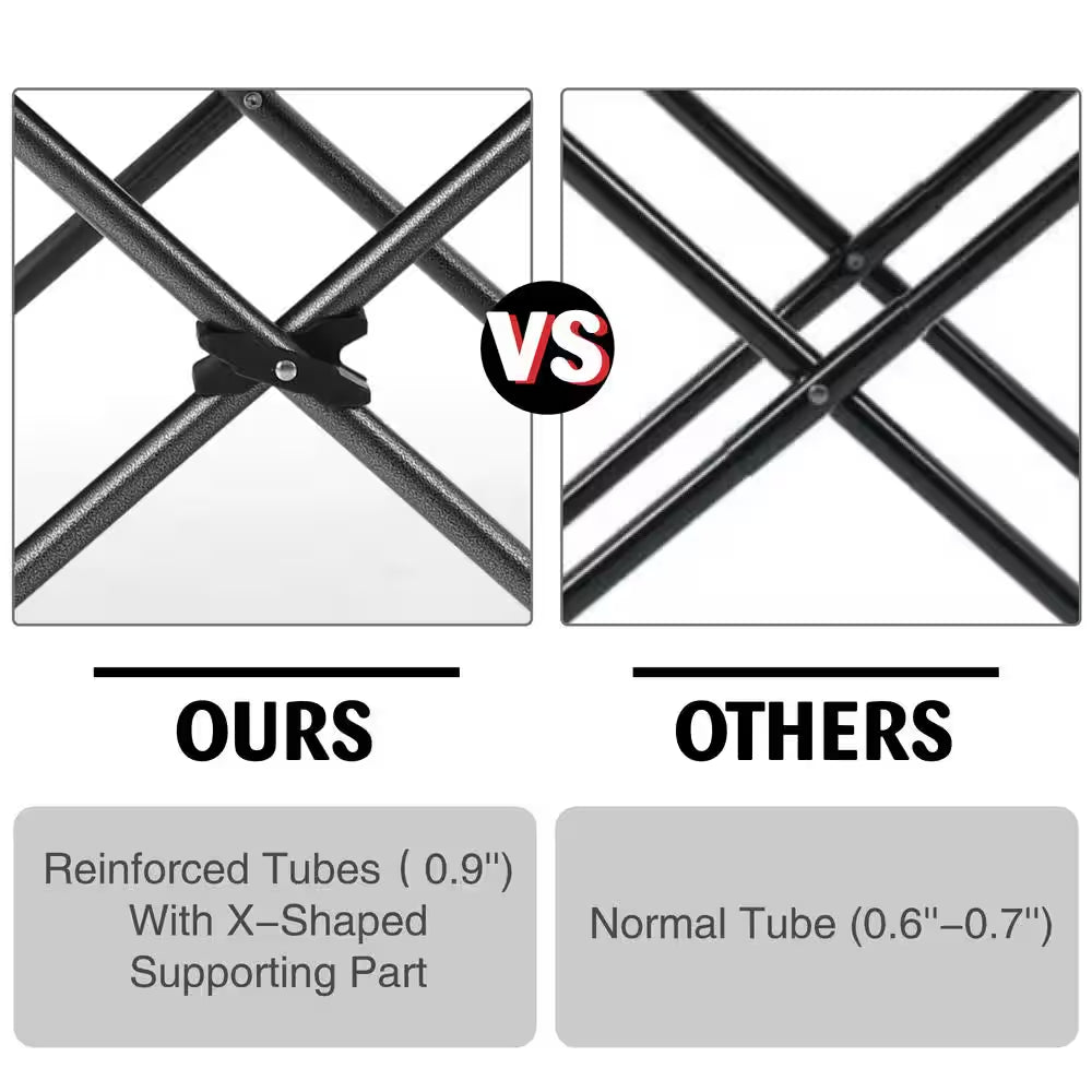 Oversized Folding Camping Chair with Cooler Bag Deluxe Black Chair Heavy-Duty