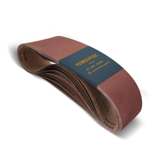 6 In. X 48 In. 120-Grit Aluminum Oxide Sanding Belt for Bench Belt Sander (10-Pack)