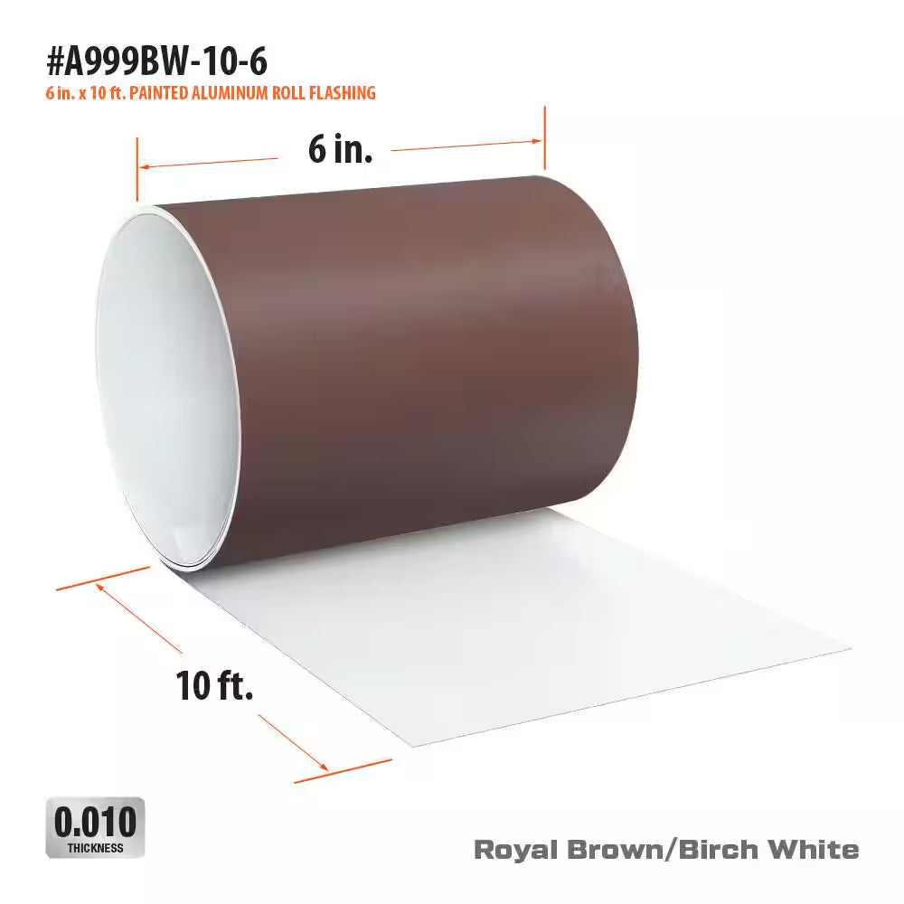 6 In. X 10 Ft. Brown/White Aluminum Roll Valley Flashing