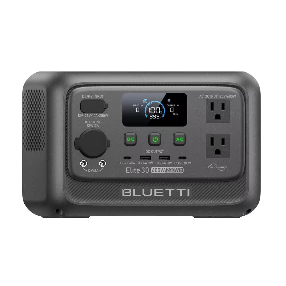 600W Continuous/1500W Peak Output 288Wh Portable Power Station, Push Button Start Battery Solar Generator for Campsite