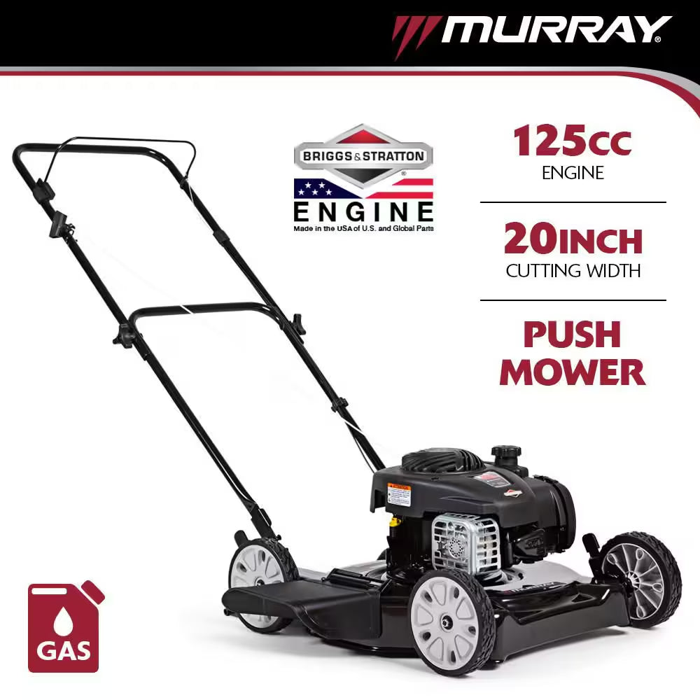 20 In. 125 Cc Briggs & Stratton Walk behind Gas Push Lawn Mower with 4 Wheel Height Adjustment and Prime 'N Pull Start