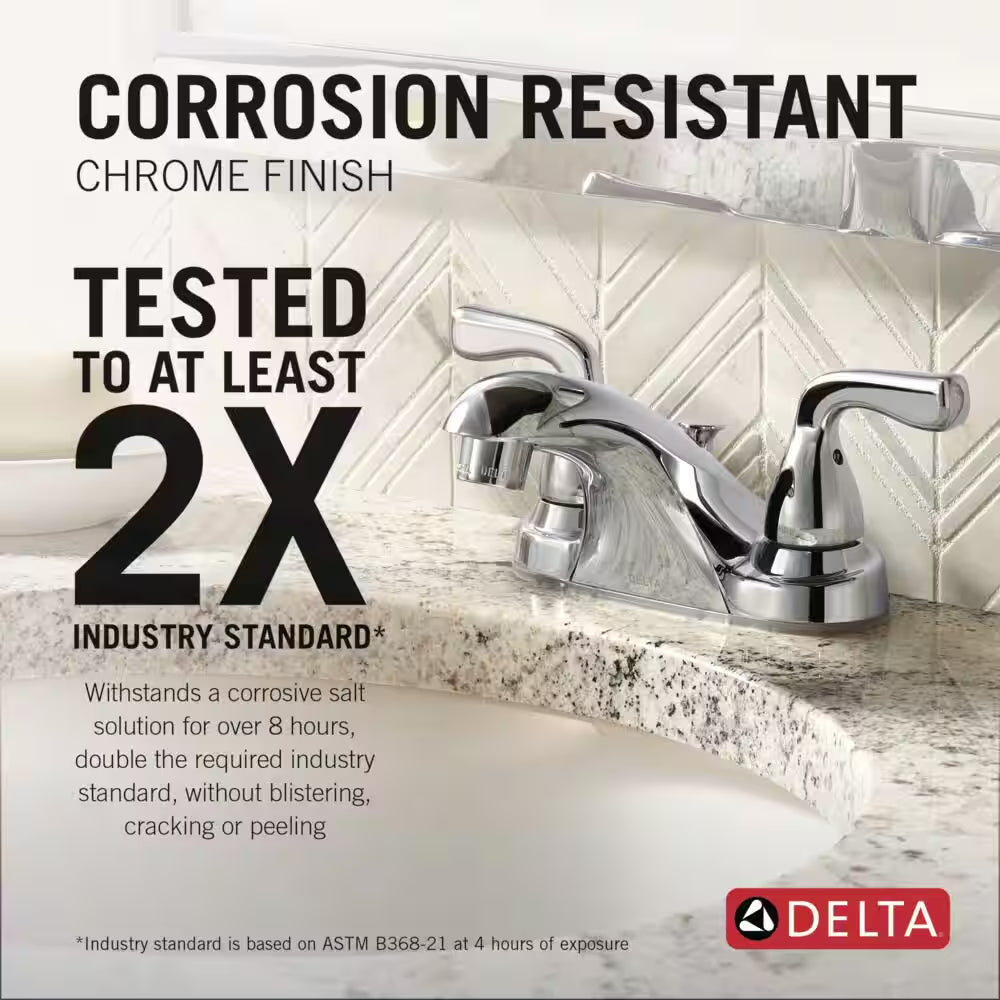 Foundations 4 In. Centerset 2-Handle Bathroom Faucet in Polished Chrome (2-Pack)