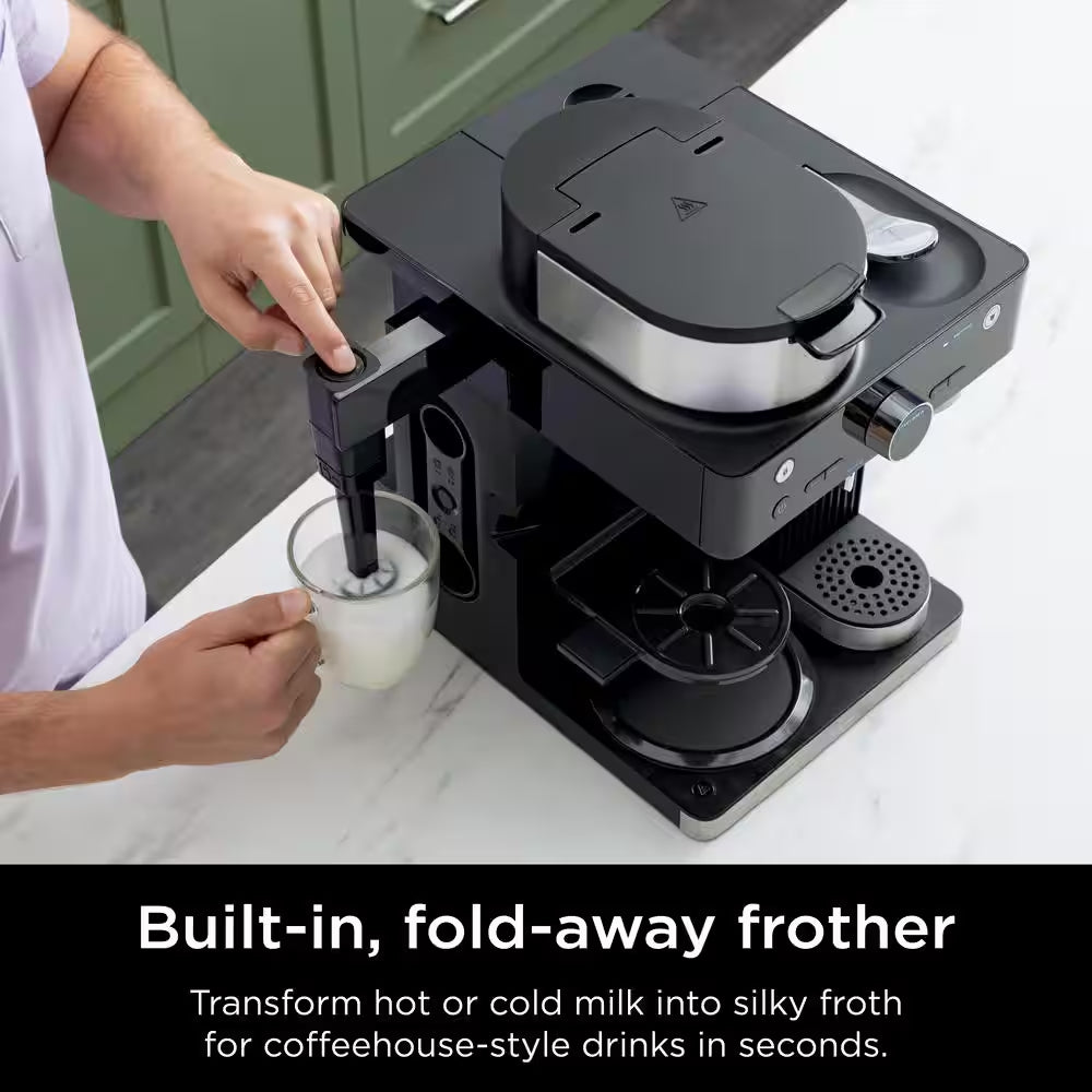 Espresso and Coffee System, Single-Serve and Nespresso Capsule Compatible, 12- Cup Black Stainless Steel Coffee Maker