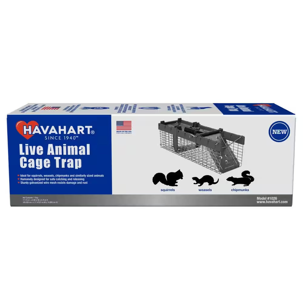 Small 1-Door Humane Catch-And-Release Live Animal Cage Trap for Squirrel, Weasel, Chipmunk