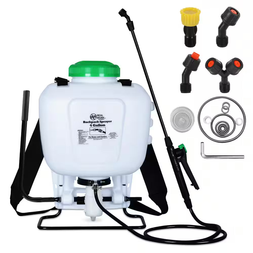 4 Gal. Backpack Sprayer with Padded Shoulder Strap for Pests & Weeds, and Spraying Plants, in Translucent White