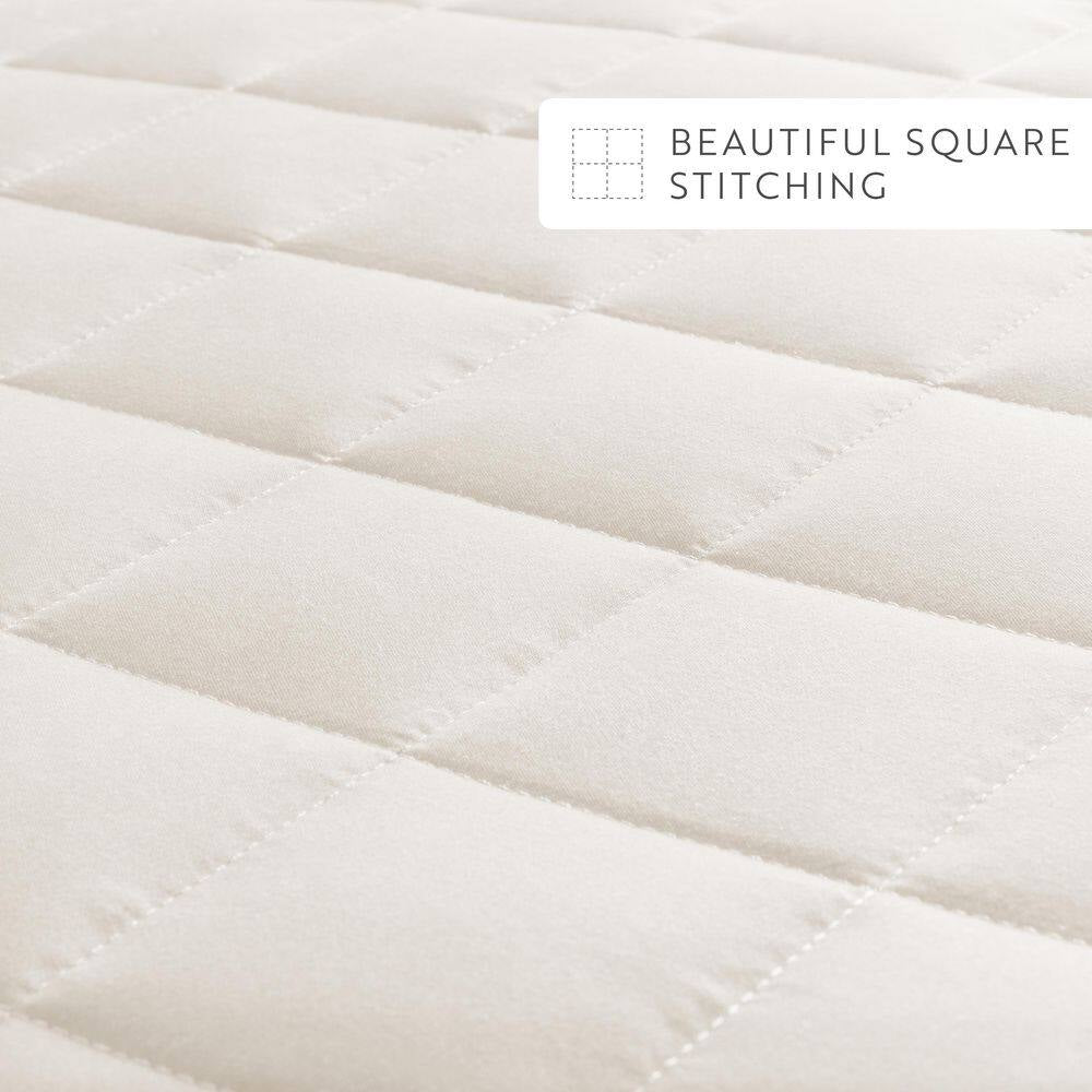 Square Ivory Queen Performance Quilted Coverlet Set