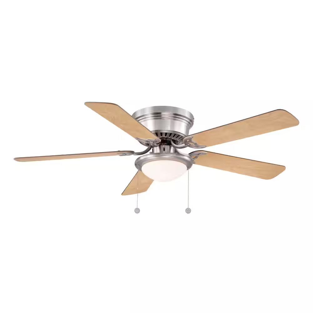 Hugger 52 In. LED Indoor Brushed Nickel Ceiling Fan with Light Kit