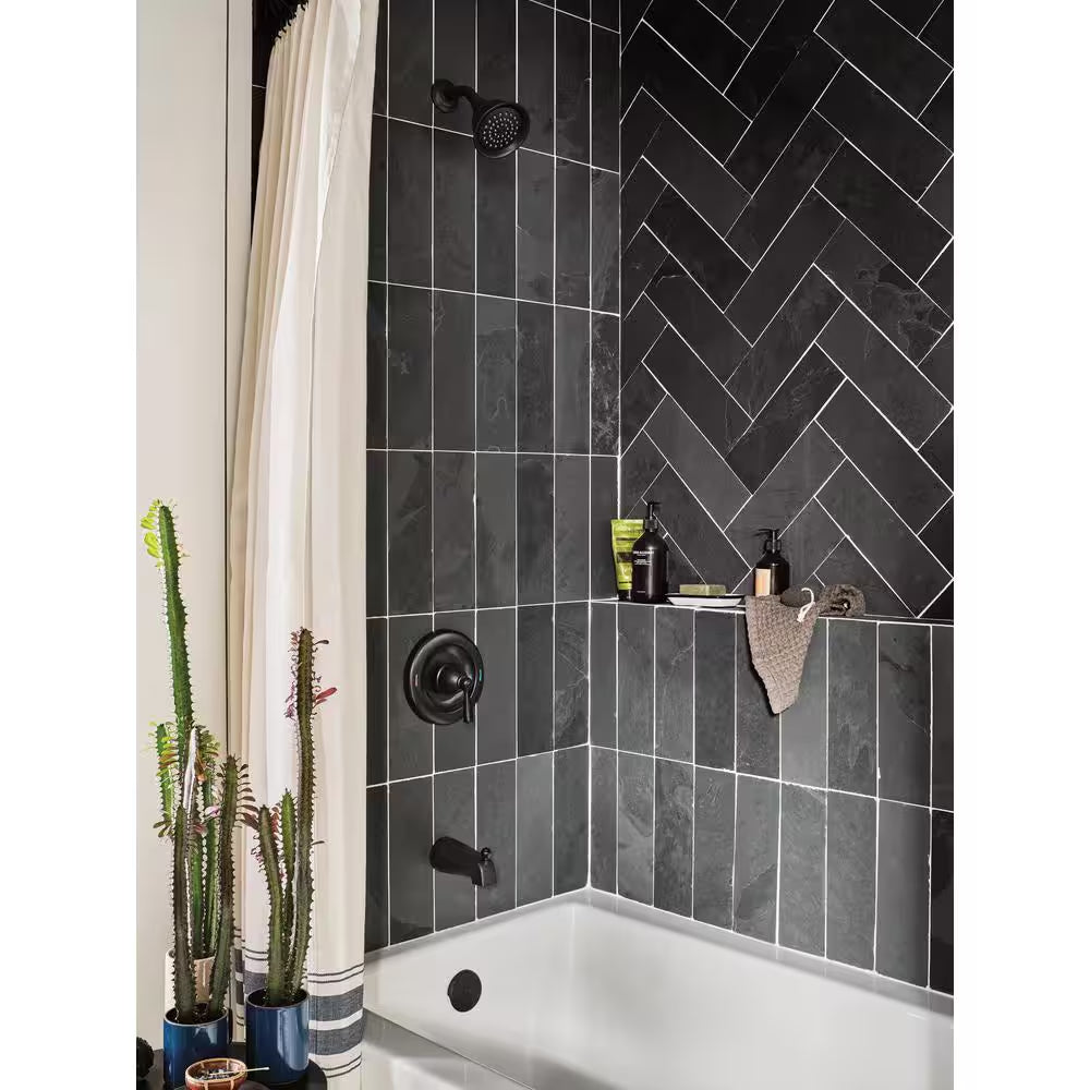 Banbury 1-Handle 1-Spray Trim Kit Tub and Shower Faucet 1.75 GPM in Matte Black (Valve and Handles Included)