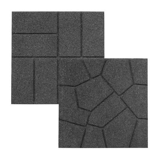16 In. X 16 In. X 3/4 In. Gray Dual-Sided Rubber Paver (9-Pack)