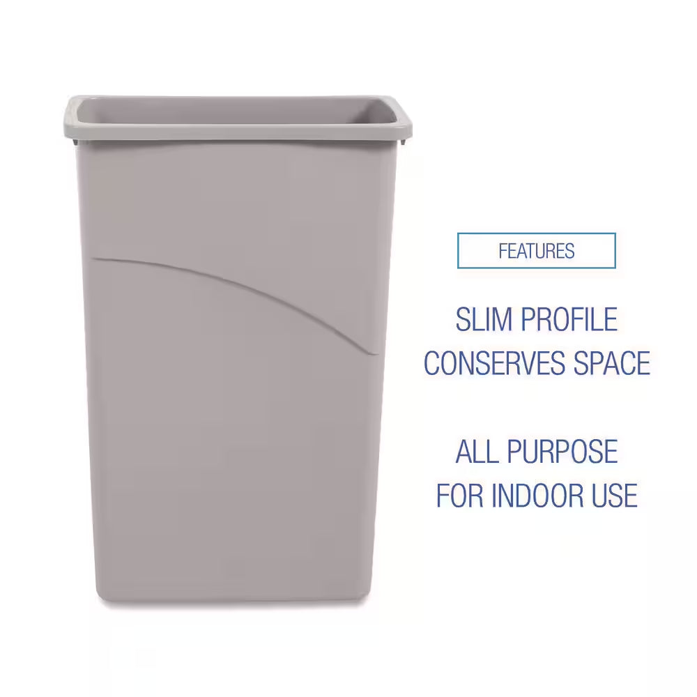Slim Waste Container, 23 Gal., Gray, Plastic