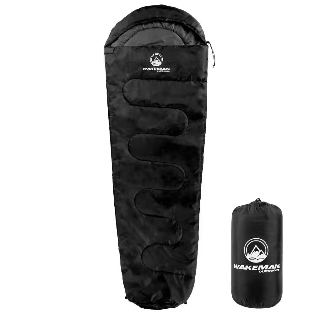 Mummy Sleeping Bag 83 In. L X 28 In. W, Water-Resistant Adult Cold Weather Sleeping Bag Rated to 10°F (Black)