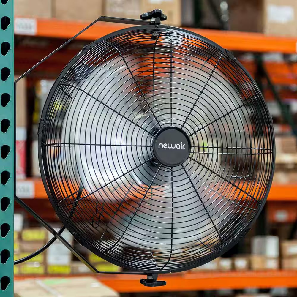 18 In. High Velocity Wall Mounted Fan with 3 Fan Speeds, Sealed Motor Housing and Ball Bearing Motor - Black