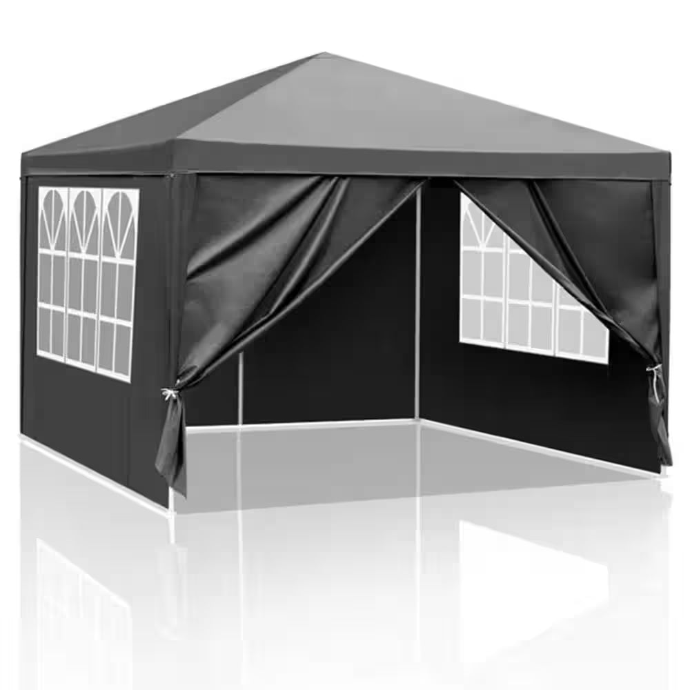 10 Ft. X 10 Ft. Gazebo Waterproof Outdoor Canopy Patio Tent Party Tent for Wedding BBQ Cater, Black