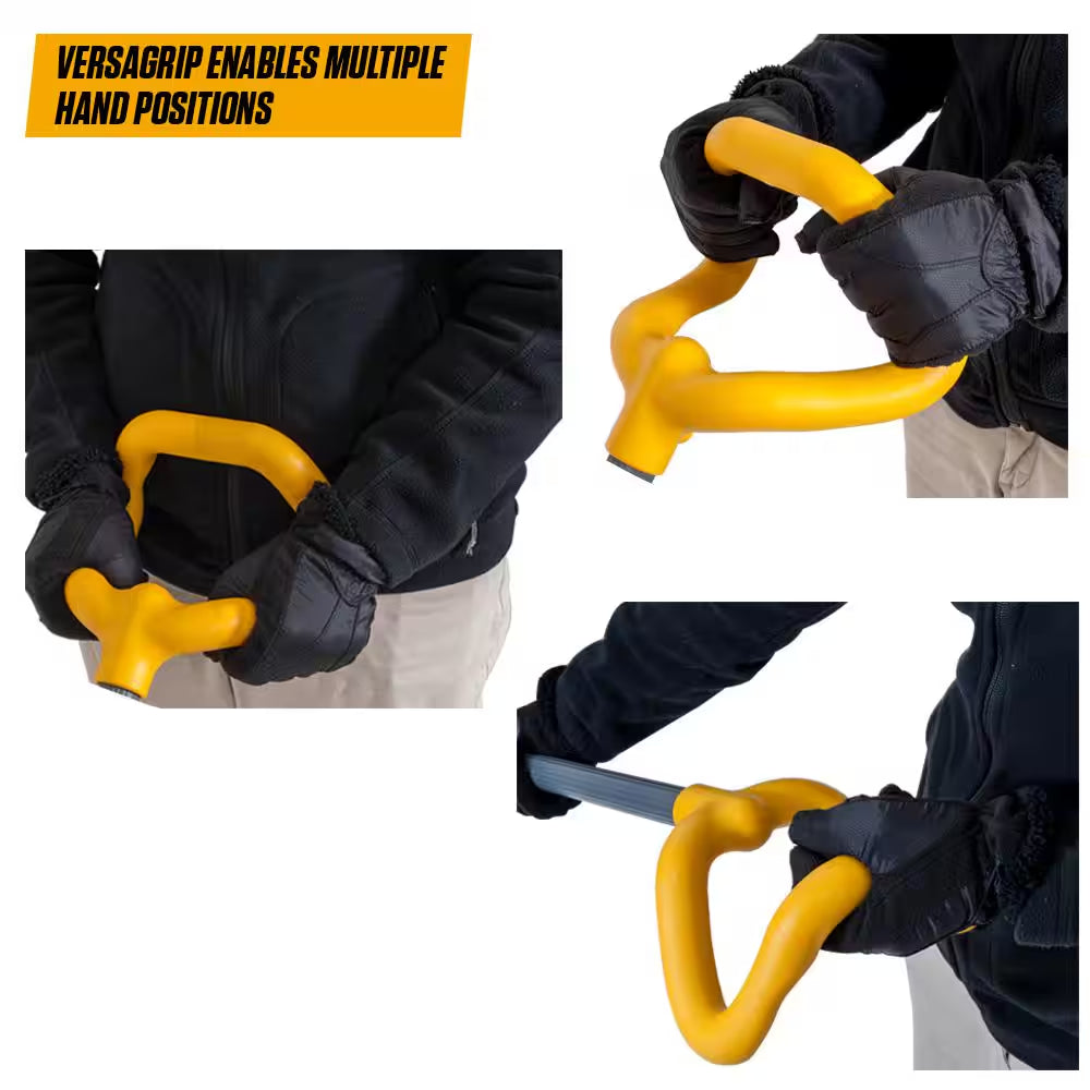 41.25 In. Handle Steel Snow Shovel and 26 In. Plastic Blade Versa Grip Combo and Pusher with Steel Strips