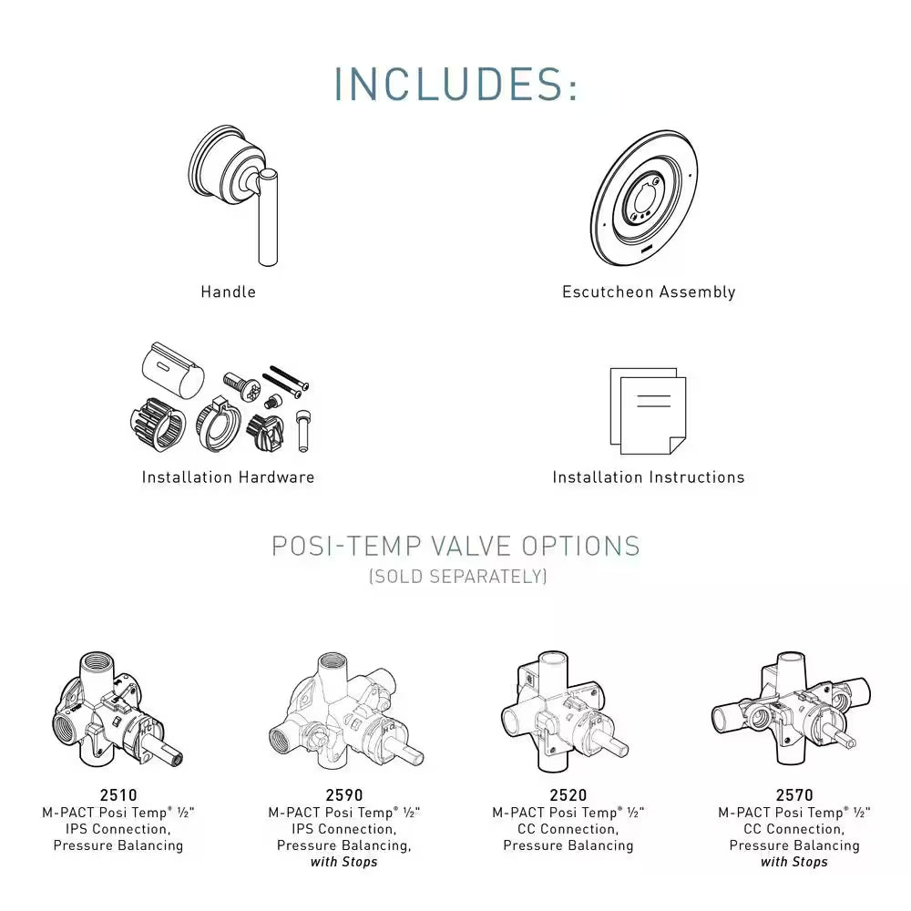 Gibson Single-Handle Posi-Temp Valve Only Faucet Trim Kit in Chrome (Valve Not Included)