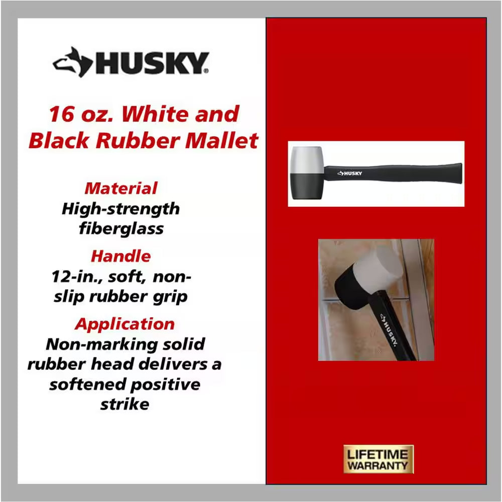16 Oz. White and Black Rubber Mallet