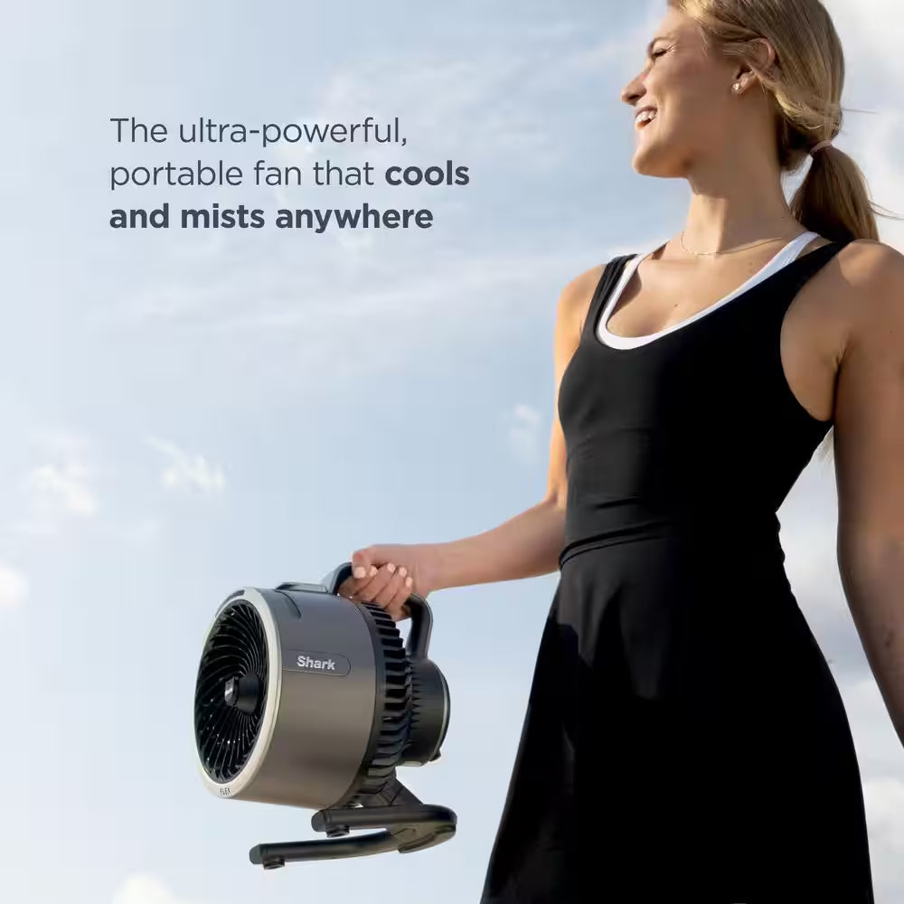 Flexbreeze Hydrogo 8.4 In. 5-Fan Speeds Personal Misting Portable Fan in Dark Grey with Ultra-Quiet Cooling