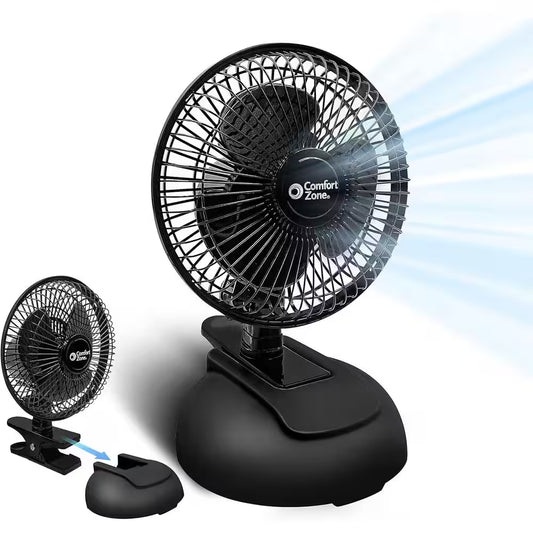 6 In. Black Combo Desk and Clip Fan with Adjustable Tilt