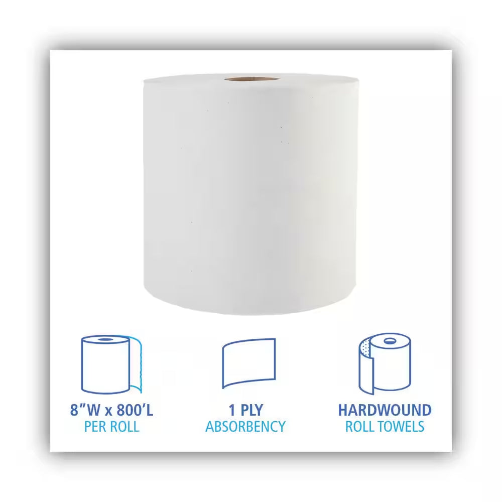 8 In. X 800 Ft. Natural White Green Universal Roll Towels (6-Rolls/Carton)