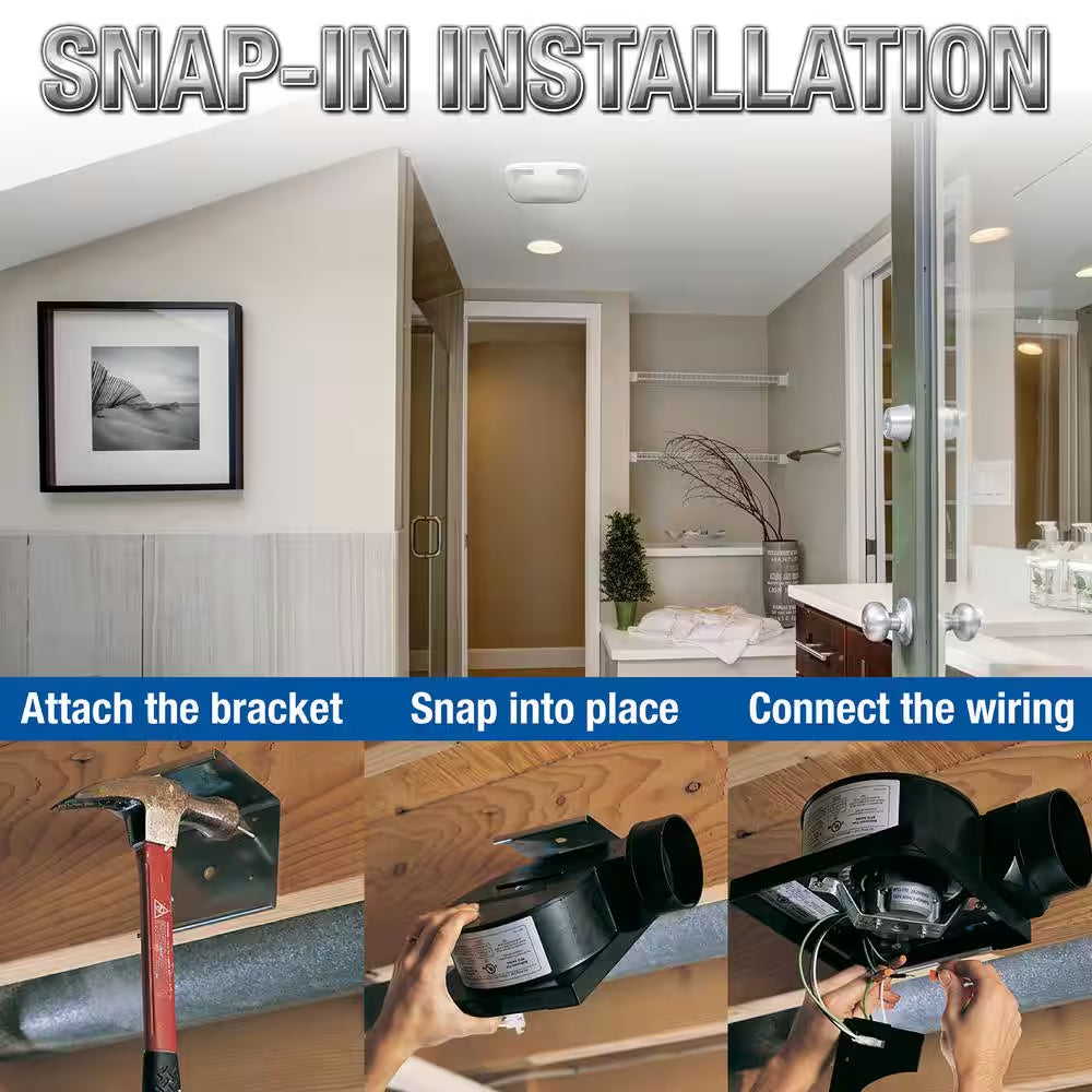 ENERGY STAR Certified Quiet Certified Snap-In Installation 70 CFM Bathroom Exhaust Fan