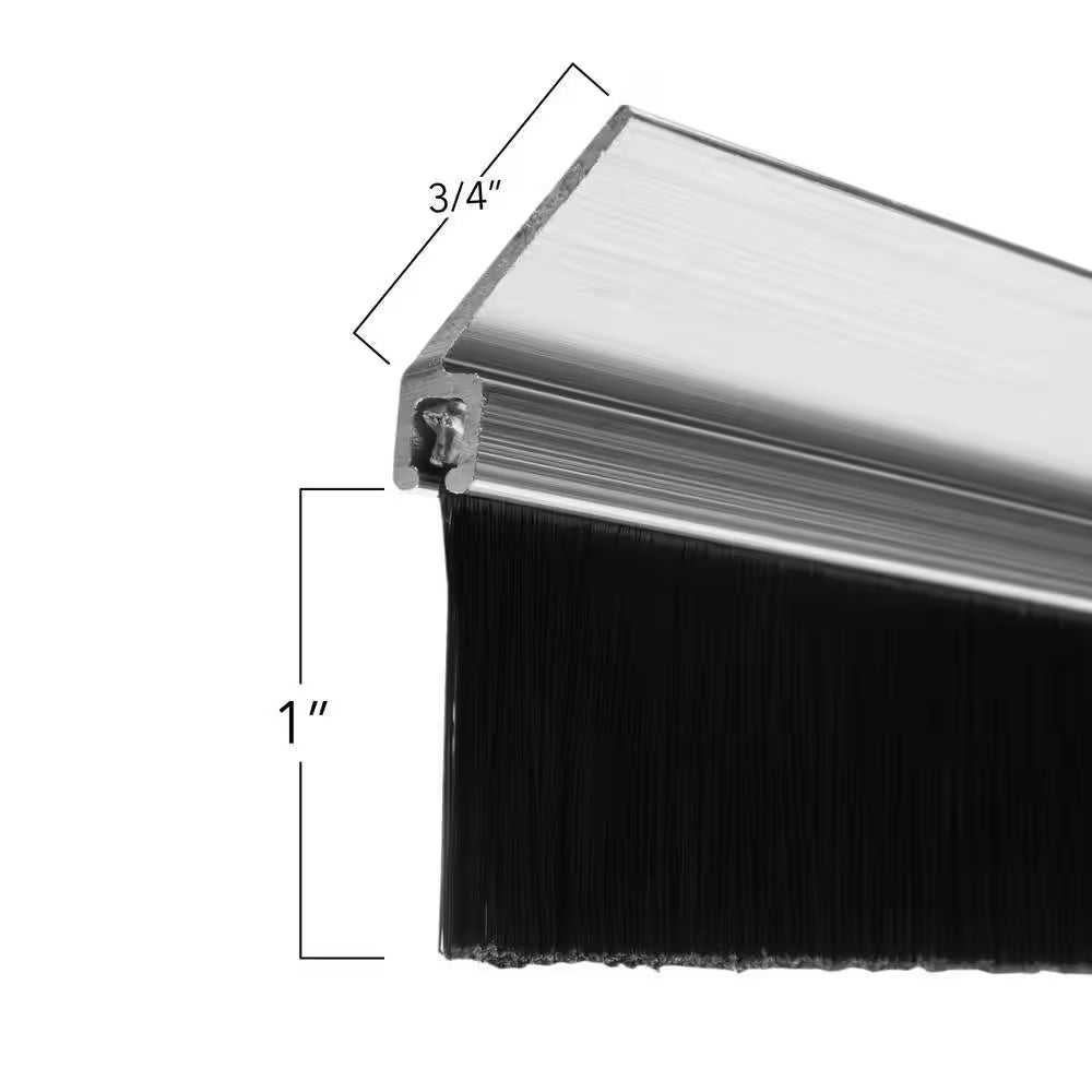 Garage Door Brush Weather Seal with Aluminum Retainer with 1 In. Brush - Single Car Garage