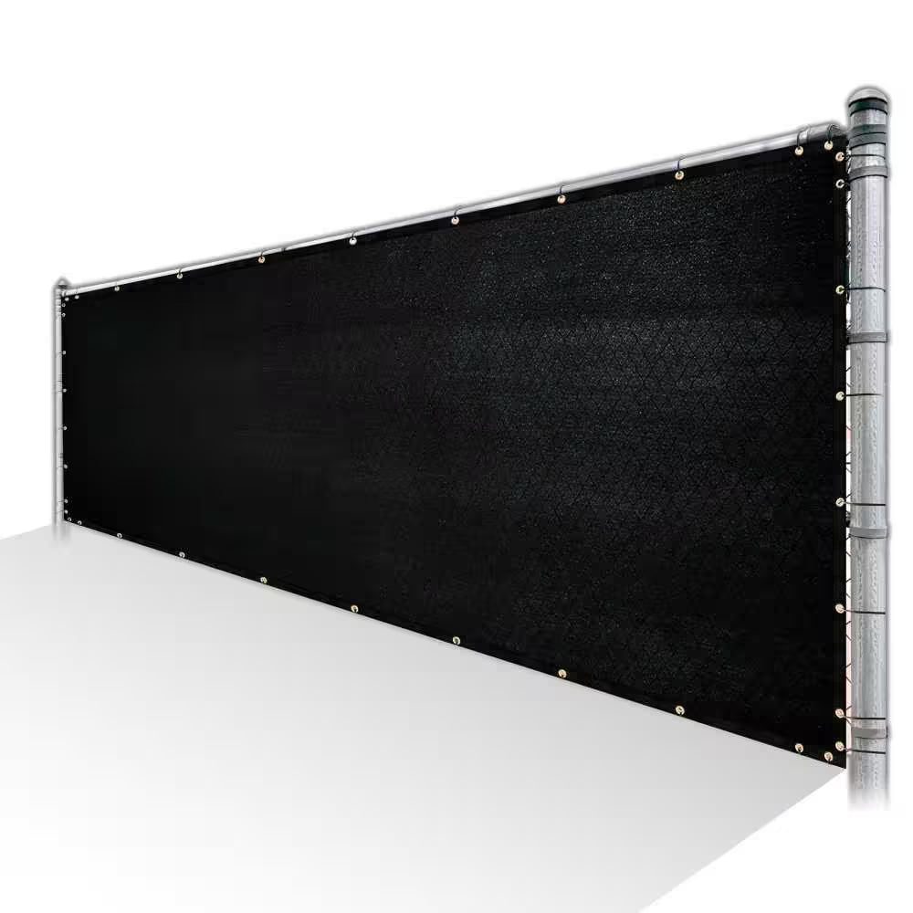 5 Ft. X 50 Ft. Black Privacy Fence Screen Mesh Fabric Cover Windscreen with Reinforced Grommets for Garden Fence