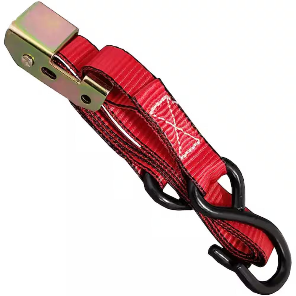 1 In. X 15 Ft. Cam Buckle Tie-Down Strap with 1500 Lbs. S-Hook Design