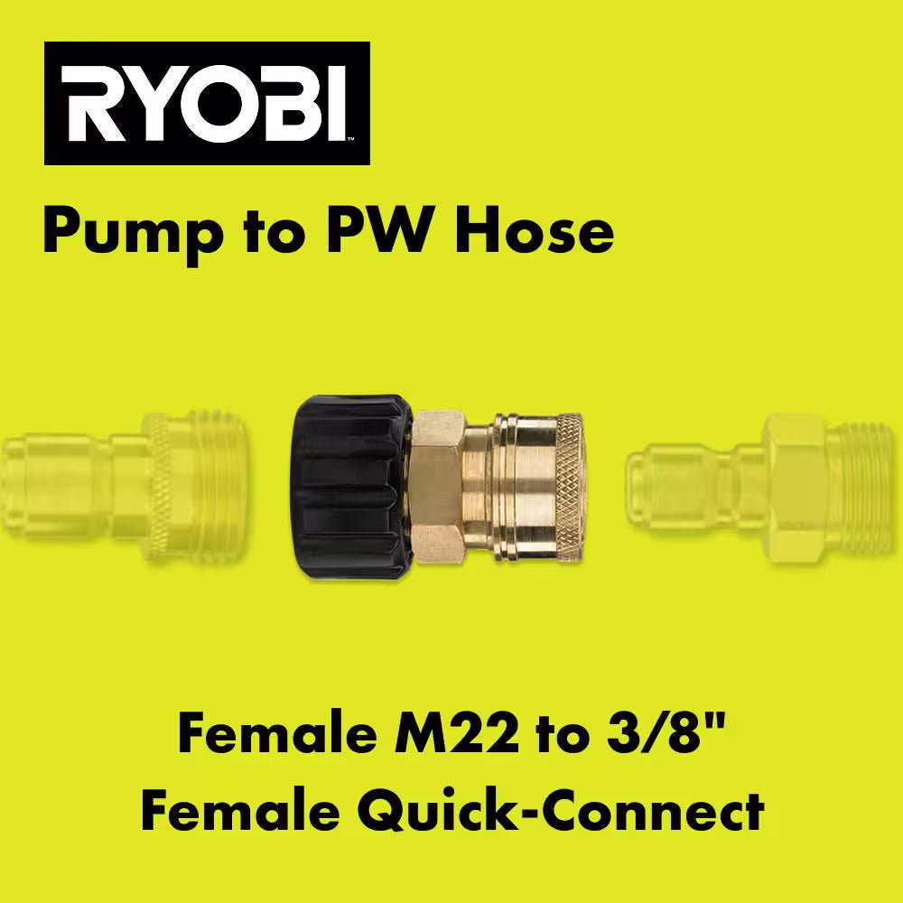 3/8 In. Female Quick-Connect X M22 Coupler for Most Gas and Electric Pressure Washer Brands up to 4000 PSI
