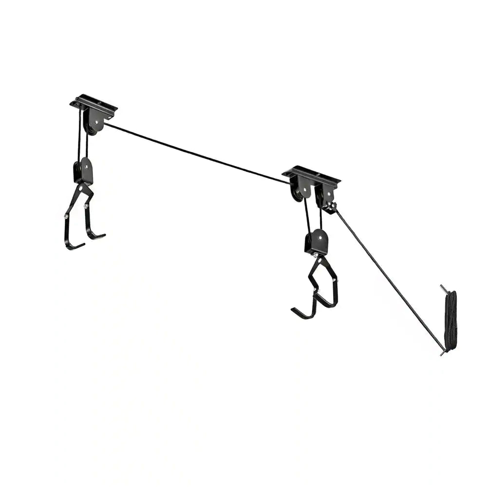 Black 1-Bike Heavy Duty Hoist Garage Bike Rack