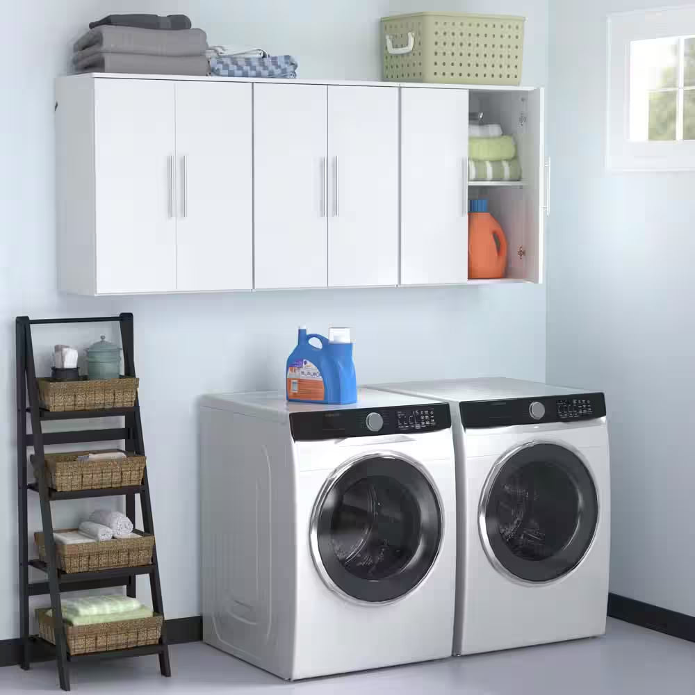 Style+ 14.59 In. D X 25.12 In. W X 31.28 In. H White Laundry Room Floating Cabinet Kit with Modern Doors