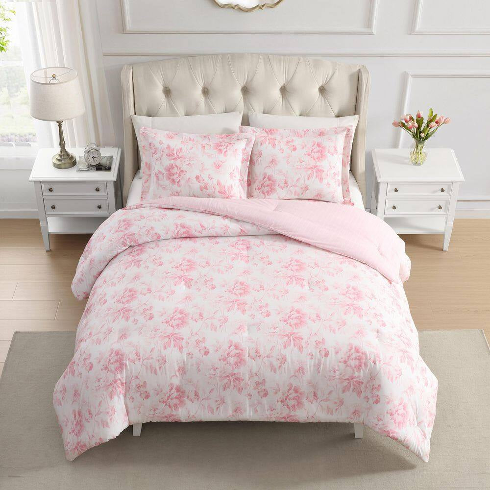 Anja Textured Toile 2-Piece Pink Cotton Twin Comforter Set