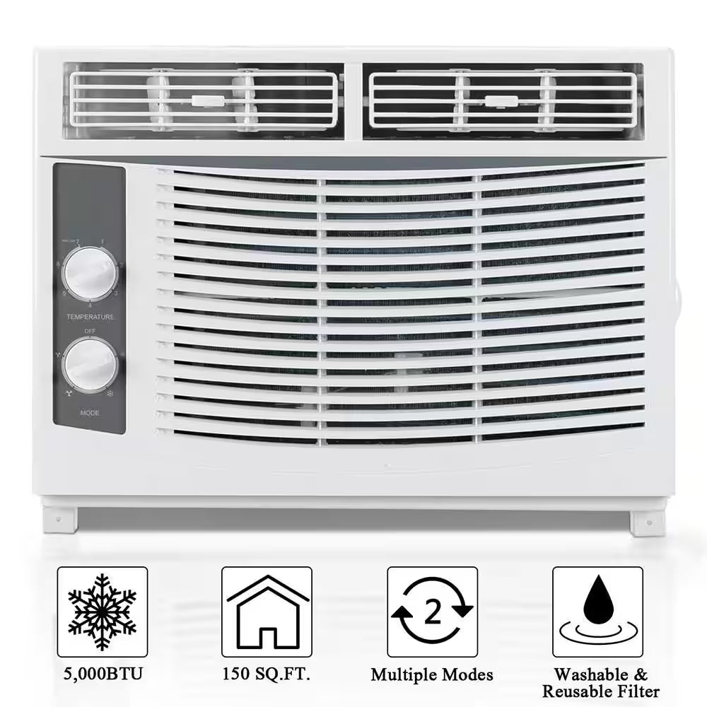 5,000 BTU (DOE) Window Air Conditioner Cools 150 Sq. Ft. in White 115-Volt
