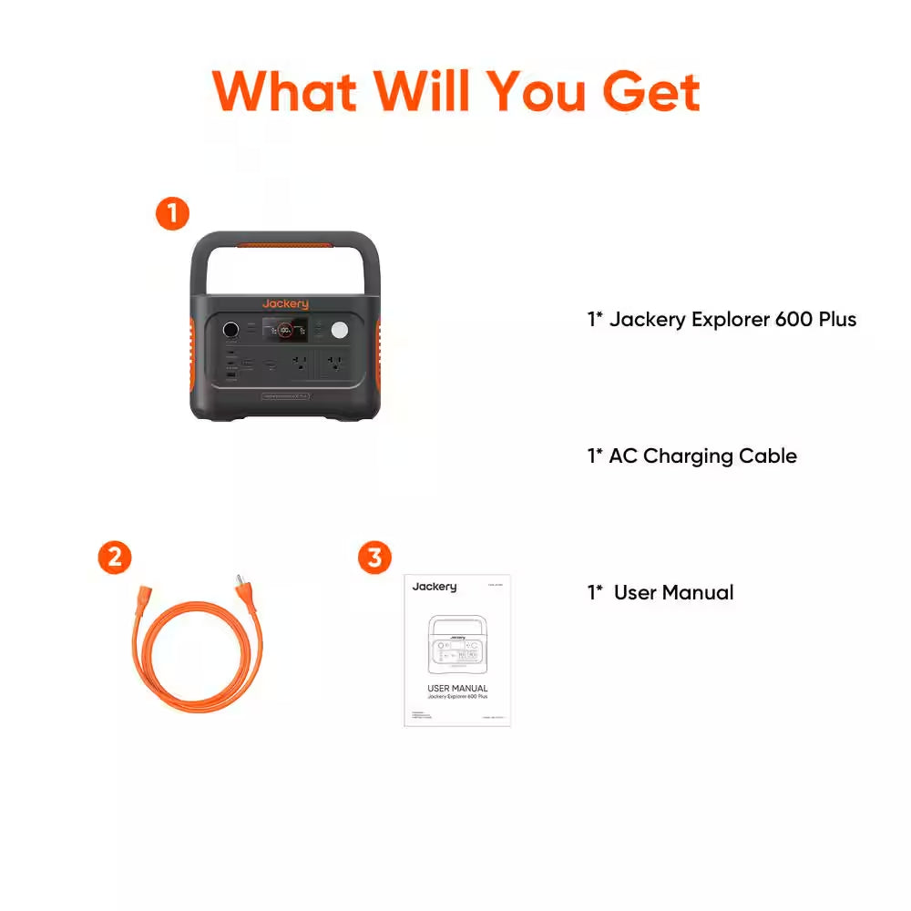 800-Watt Output/1600 Peak Portable Power Station Explorer 600 plus Push Button Start Battery Generator for Outdoors