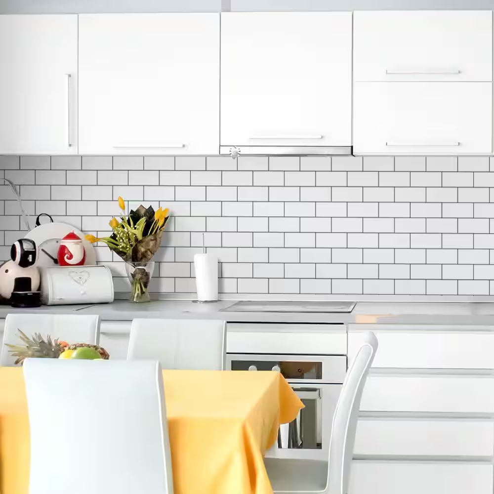 12 In. X 12 In. Peel and Stick Vinyl Subway Backsplash Tile in White (10-Pack)