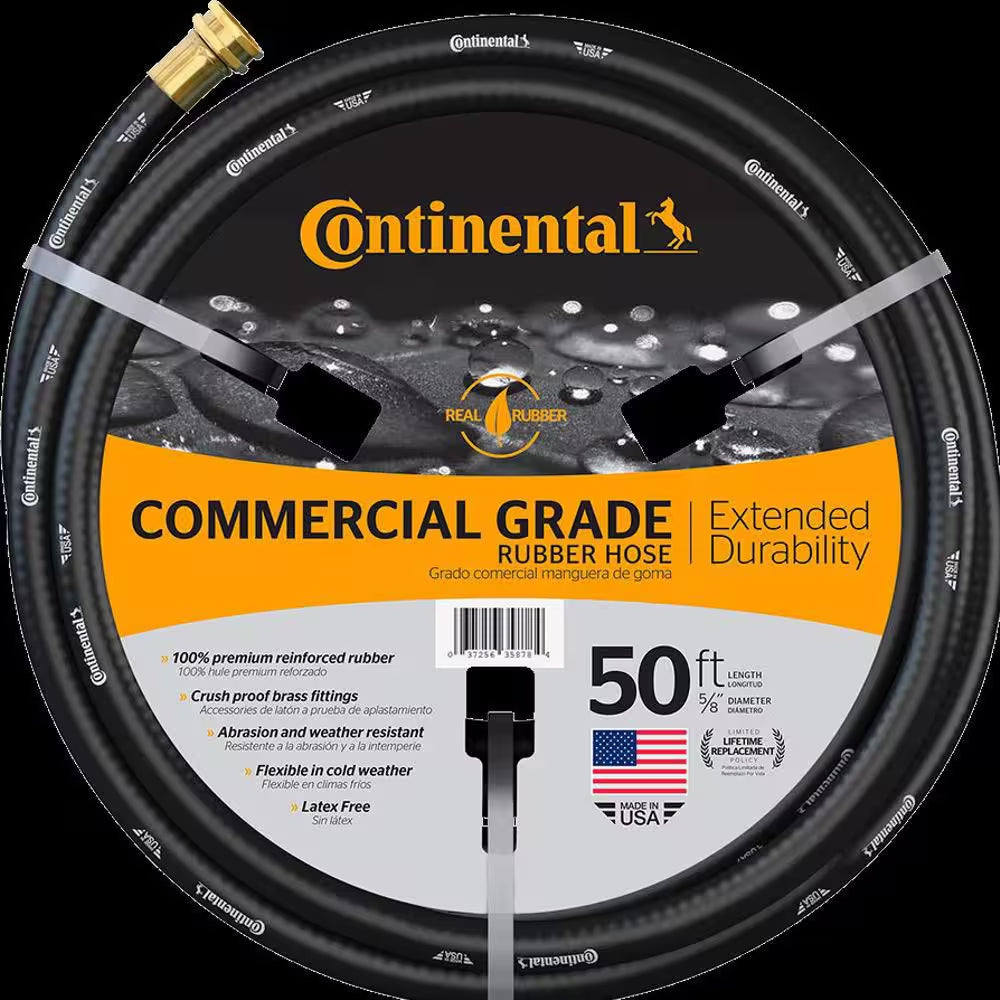Premium 5/8 In. Dia X 50 Ft. Commercial Grade Rubber Black Water Hose