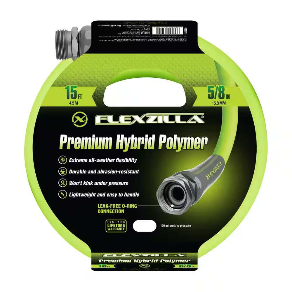 Zillagreen 5/8 In. X 15 Ft. Heavy-Duty, Lightweight, Utility Garden Hose