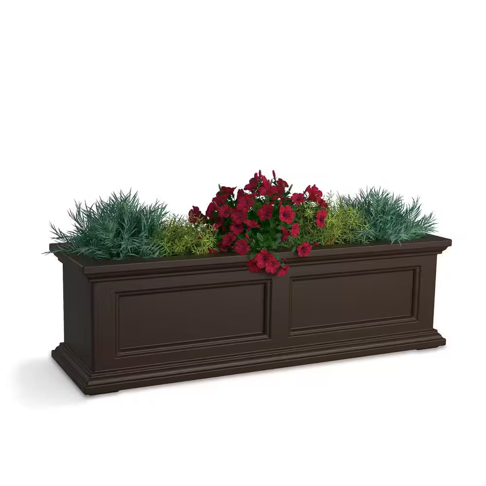 Fairfield 36 In. X 11 In. Self-Watering Espresso Polyethylene Window Box