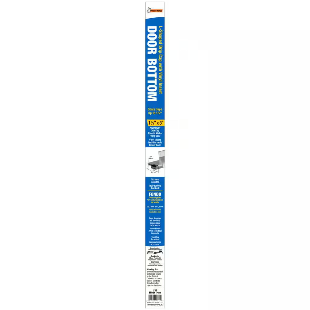 1-1/4 In. X 36 In. Silver Drip Cap L-Shape Door Bottom