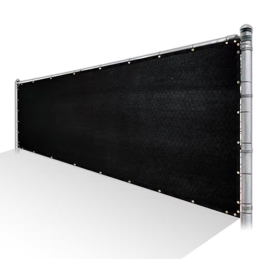 8 Ft. X 12 Ft. Black Privacy Fence Screen Mesh Fabric Cover Windscreen with Reinforced Grommets for Garden Fence