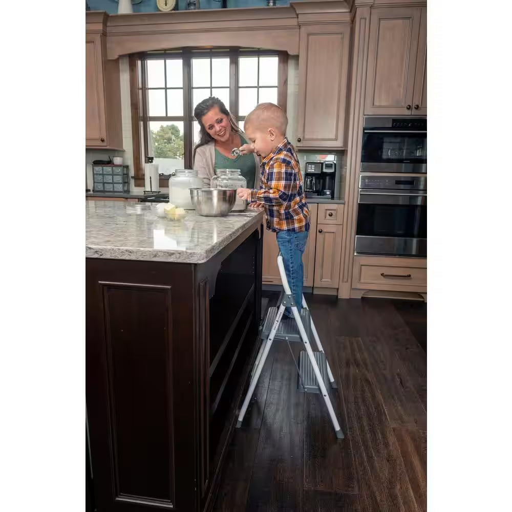 2-Step Compact Steel Step Stool, 225 Lbs. Load Capacity Type II Duty Rating (8Ft. Reach Height)