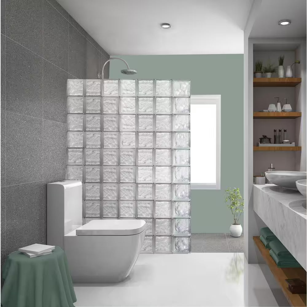 Cortina 4 In. Thick Series 8 In. X 8 In. X 4 In. (8-Pack) Ice Pattern Glass Block (Actual 7.75 X 7.75 X 3.88 In.)