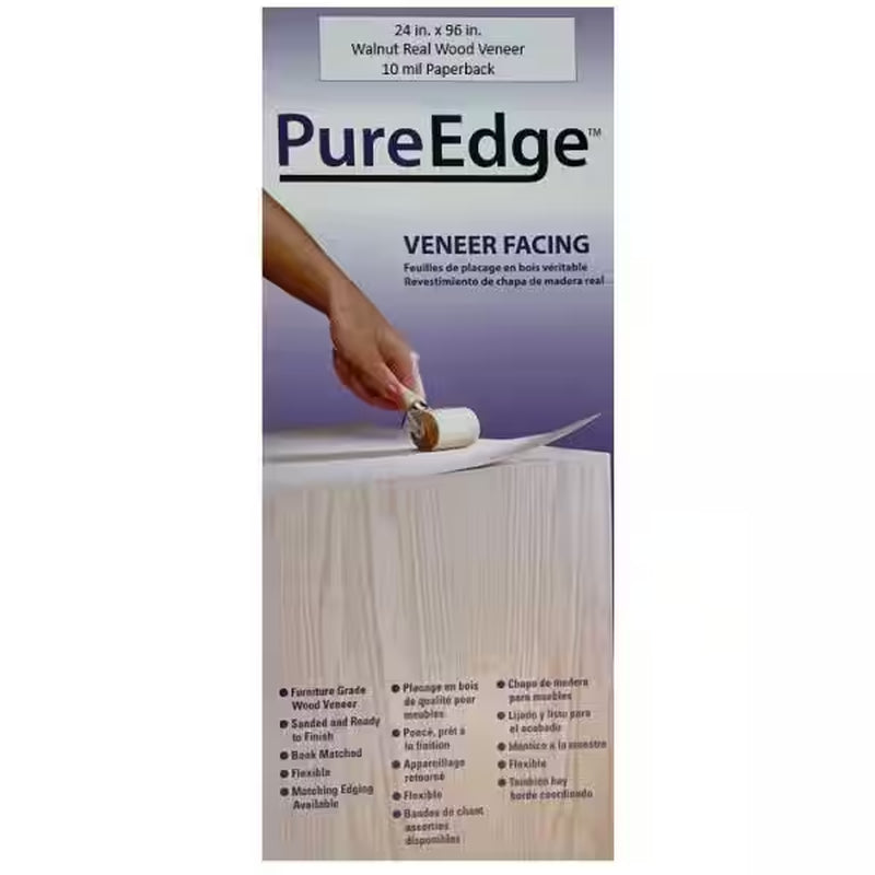 24 In. X 96 In. Walnut Real Wood Veneer with 10 Mil Paperback