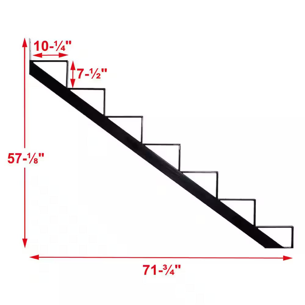 7-Steps Steel Stair Stringer Black 7-1/2 In. X 10-1/4 In. (Includes 1 Stair Stringer)