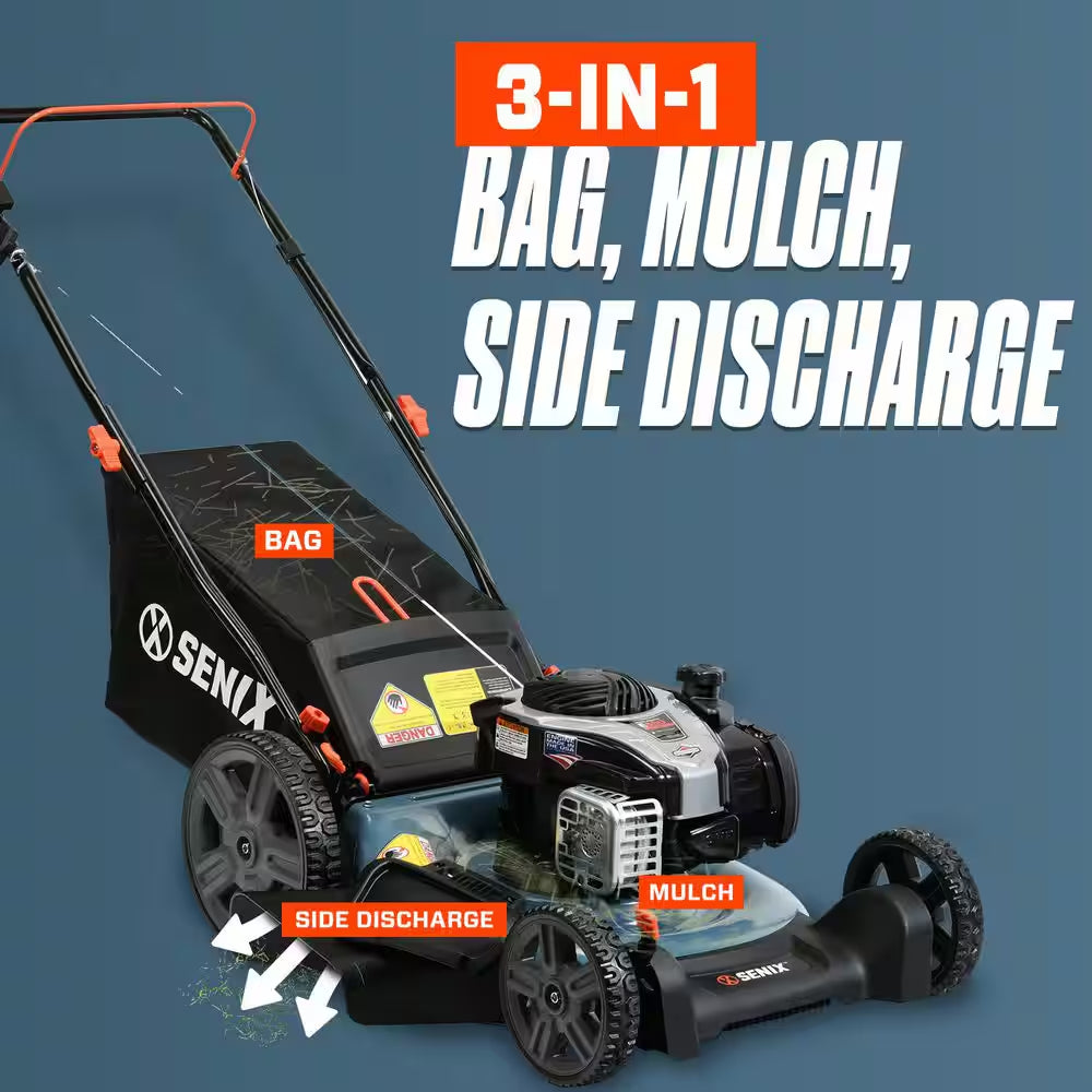 21 In. 140Cc 4-Cycle Briggs and Stratton Engine Gas Push Lawn Mower with 3-In-1 Mulching Bagging Side Discharge