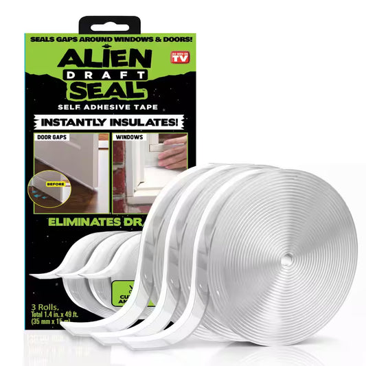 Alien Seal 1.4 In. X 49 Ft. Transparent Anti-Draft Adhesive Instant Insulation Seal Tape (3-Pack)