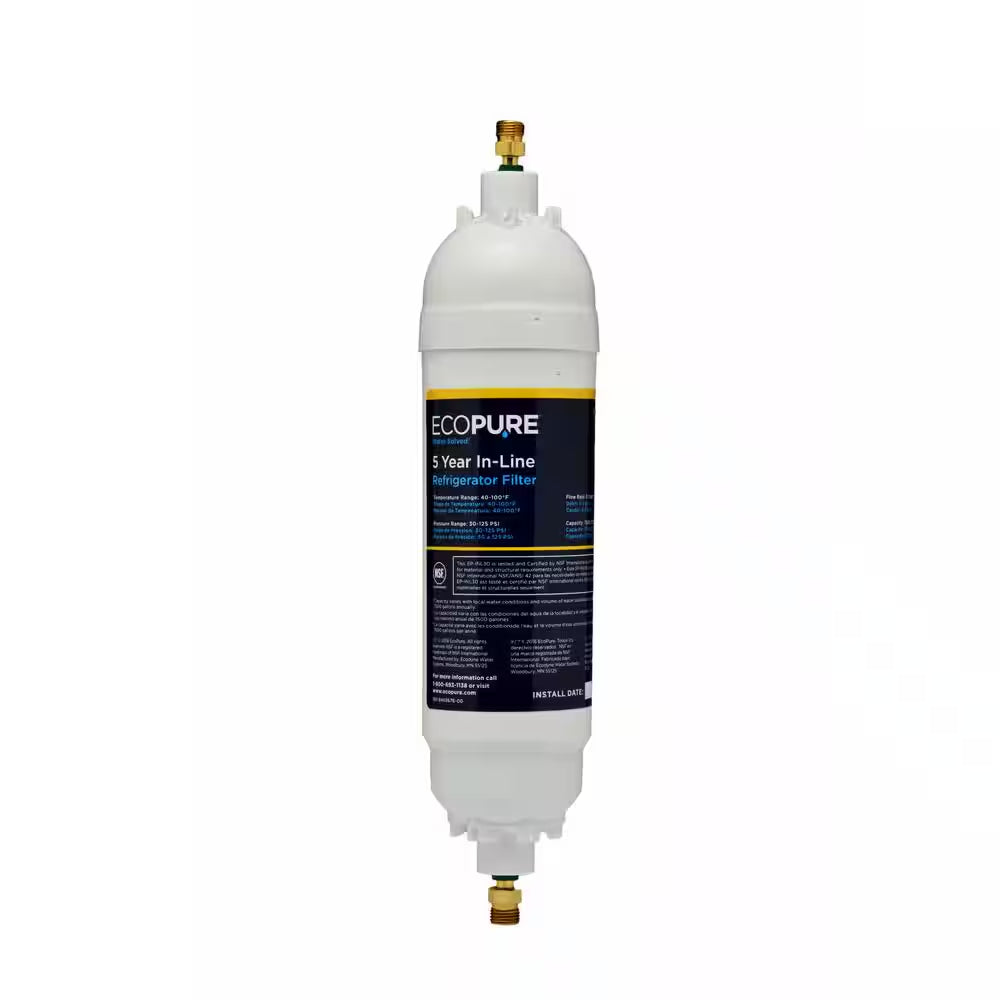 5-Year In-Line Refrigerator Water Filter - Includes Both 1/4 In. Compression and Push to Connect Fittings