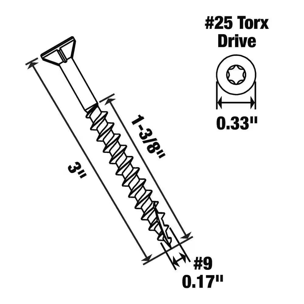 #9 X 3 In. Yellow Zinc Star Torx Drive Flat Head Wood Construction Screw (900-Piece)